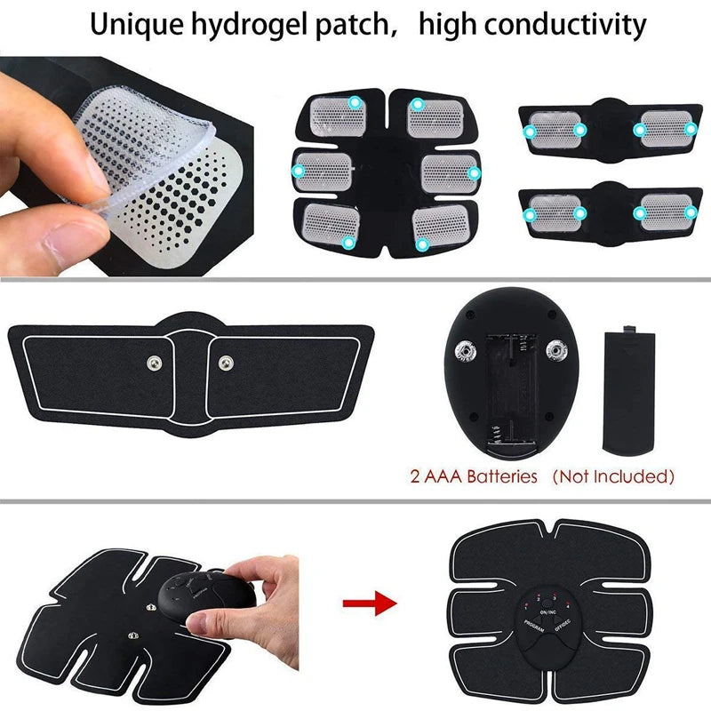Electric Wireless Muscle Stimulator, Ems, Buttocks, Hips, Trainer, Abdomen, ABS, Stimulator, Fitness, Body Slimming Massager