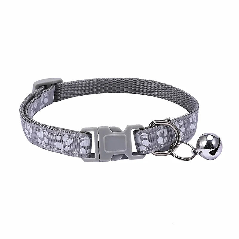 Pet Collar With Bell Cartoon Footprint Colorful Dog Puppy Cat Accessories Kitten Collar Adjustable Safety Bell Ring Necklace Pet